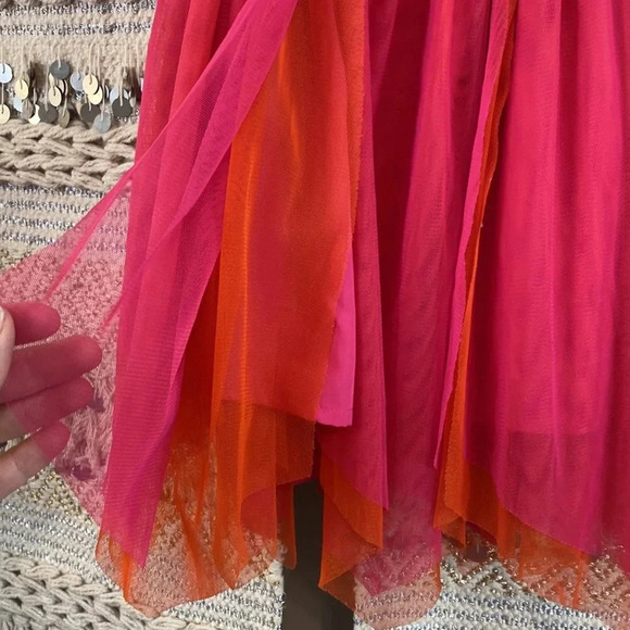 Monsoon magenta/orange Tulle Dress with Gold Sequin Top - Picture 3 of 8